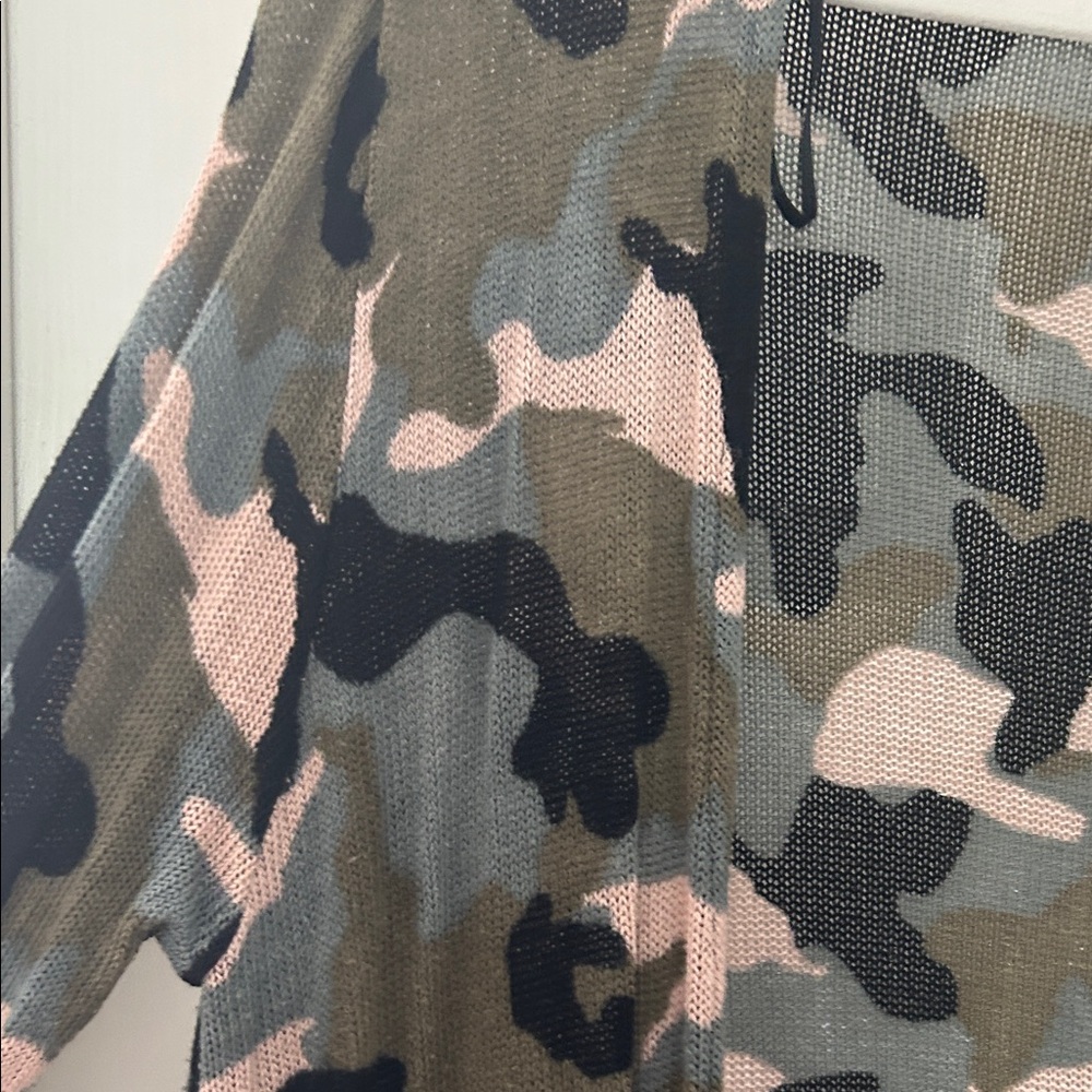 Divided Camouflage Cardigan - Black, Pink, Green - Picture 2 of 5